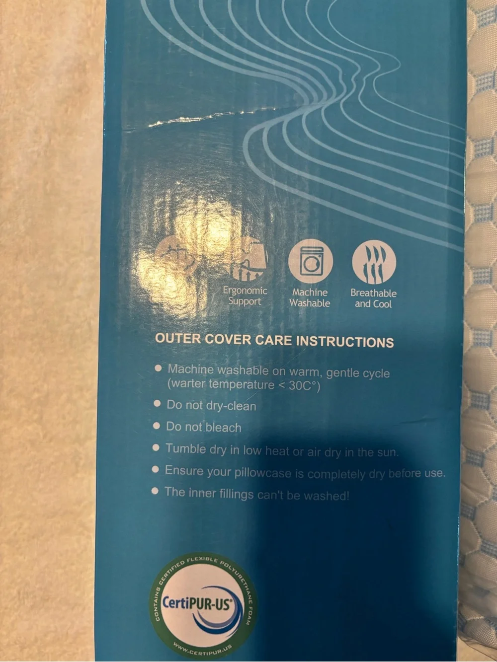 Memory Foam Pillow Roll - Light Blue Hex Pattern